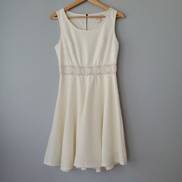 American Rag White Textured Sleeveless Fit Flare Crochet Mini Dress Womens Large - Picture 9 of 9